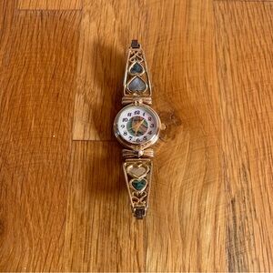 Women's Vintage Y2K Abalone Watch Gold Hearts Wrangler